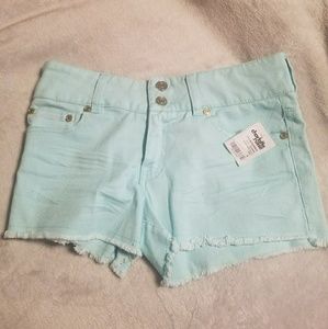 Charlotte Russe Refuge Aqua cut-off shorts NWT